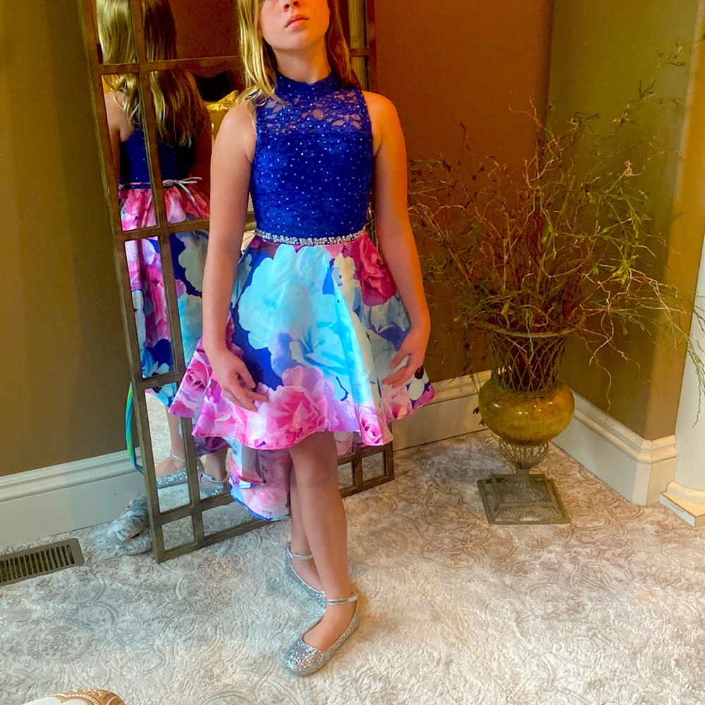 Girls semi formal high low dress size 8